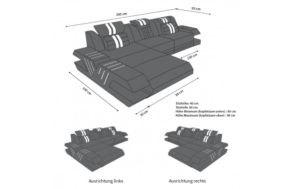 VENEDIG (K) - L-shape, left orientation, textile