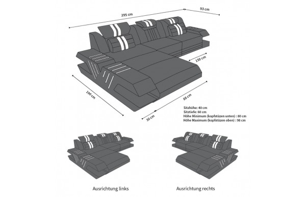 VENEDIG (K) - L-shape, right orientation, textile