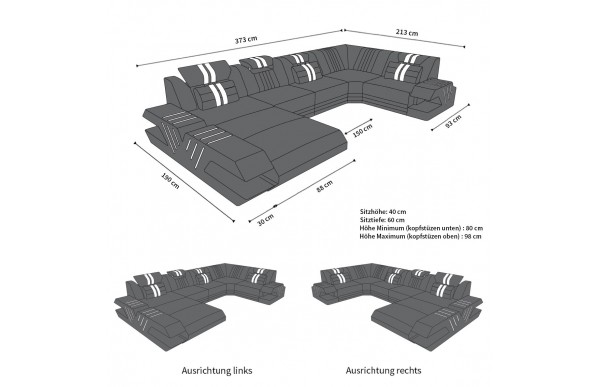 VENEDIG (K) - U-shape, left orientation, textile