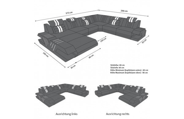 VENEDIG (K) - XL Form, Ausrichtung links, Stoff