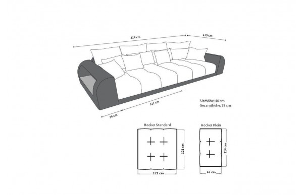 MIAMI - kształt Big Sofa, materiał