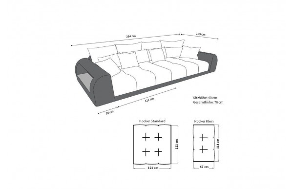 MIAMI (K) - kształt Big Sofa, skóra ekologiczna