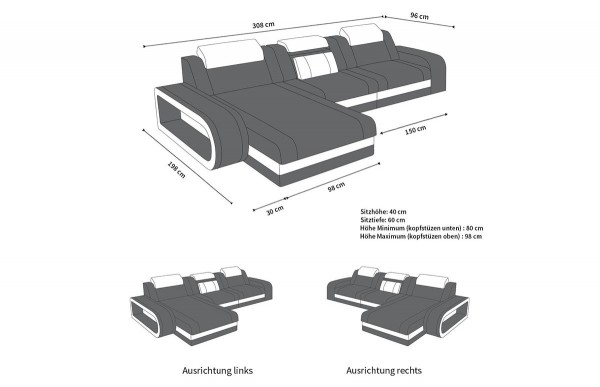 BERLIN - L-shape, right orientation, textile, lying function