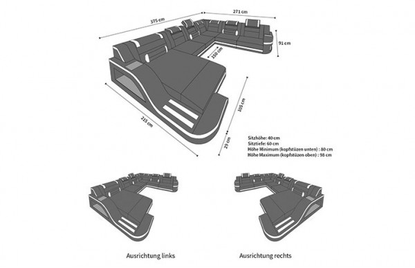 PALERMO - XL-shape, right orientation, leather