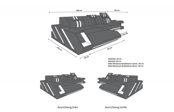 APOLLONIA (K) - L Form, Ausrichtung links, Stoff