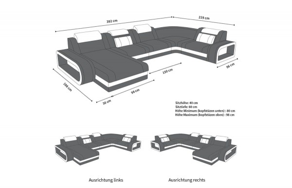 BERLIN (K) - U-shape, left orientation, textile, lying function