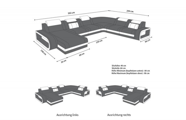 BERLIN - XL-shape, right orientation, textile